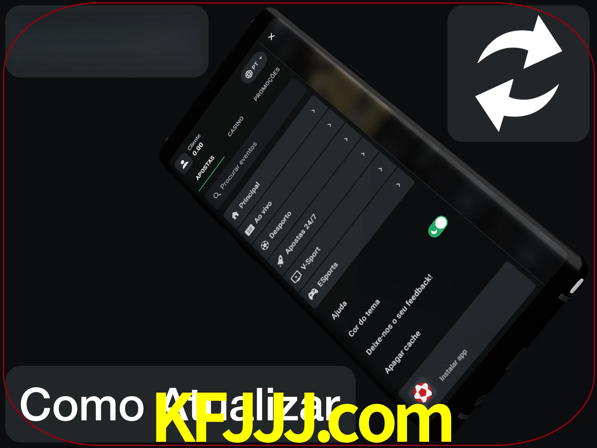 O aplicativo é atualizado automaticamente quando você faz o login.