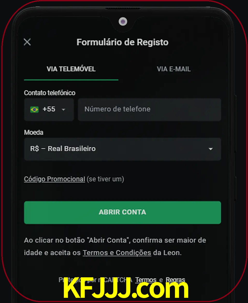 Abra o aplicativo e inicie o processo de registro.